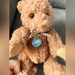 Gund 1986 Vintage Teddy Bear Plush Toy with Bow Collectible